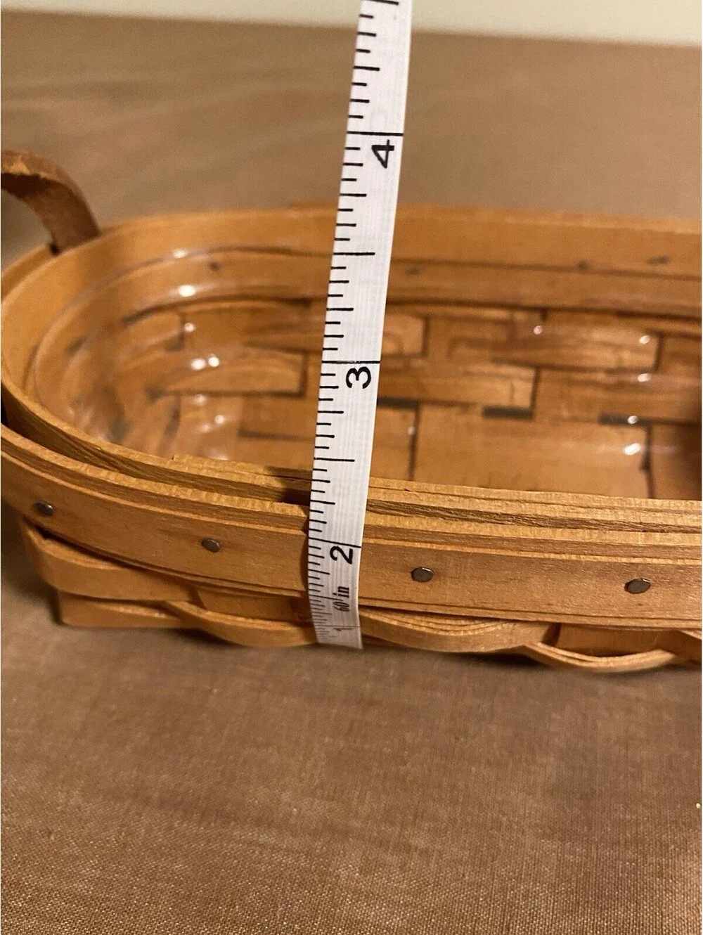 Longaberger 1997 Lavender Booking Basket W/ Protector 6 x 2 Leather Handles